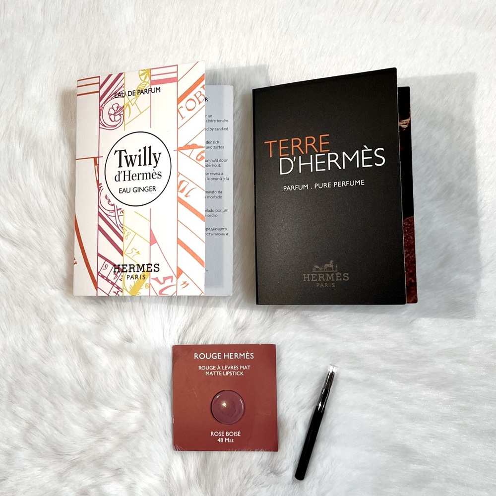 NEW Set of 4 Hermes Lipstick Twilly d’Hermes Eau Ginger Terre Perfume Samples